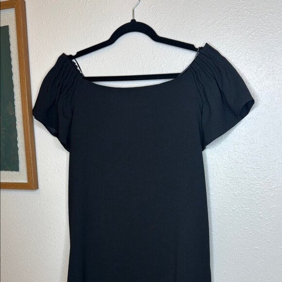 Trina Turk “Exceptional” Black Off-Shoulder Flutter Sleeve Mini Dress - small‎ - Picture 2 of 14